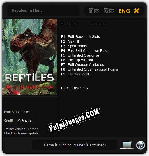 Reptiles: In Hunt: Trainer +9 [v1.5]