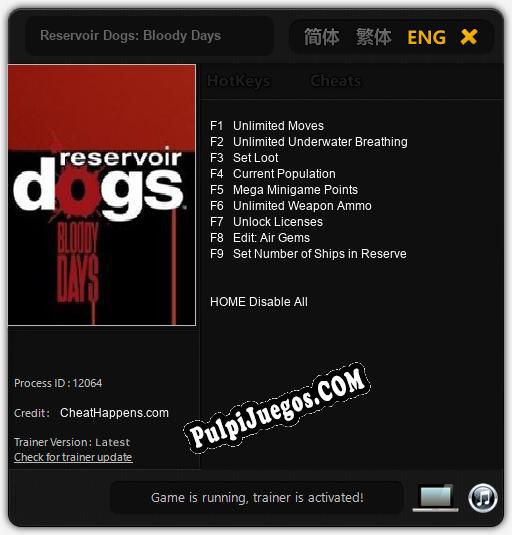 Reservoir Dogs: Bloody Days: Treinador (V1.0.46)