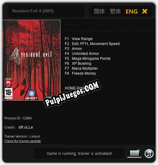 Entrenador liberado a Resident Evil 4 (2005) [v1.0.7]