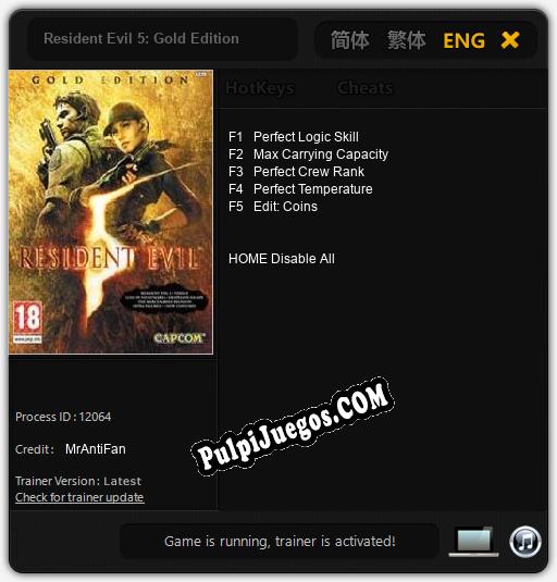 Resident Evil 5: Gold Edition: Trainer +5 [v1.4]