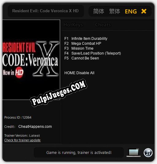 Resident Evil: Code Veronica X HD: Trainer +5 [v1.8]