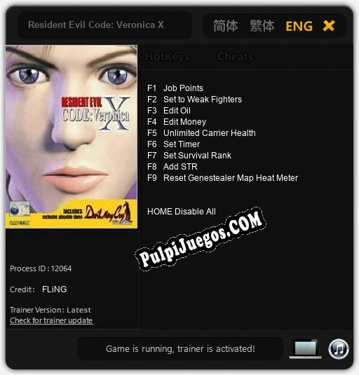 Entrenador liberado a Resident Evil Code: Veronica X [v1.0.9]