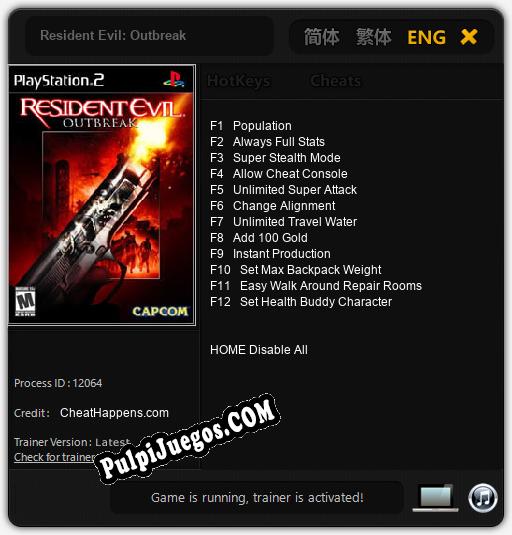 Resident Evil: Outbreak: Treinador (V1.0.57)