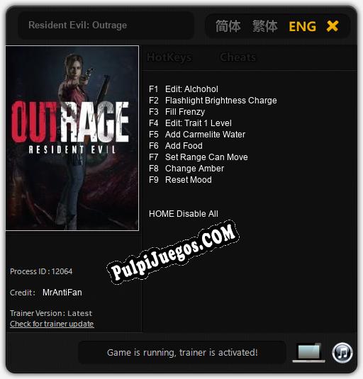 Resident Evil: Outrage: Treinador (V1.0.46)