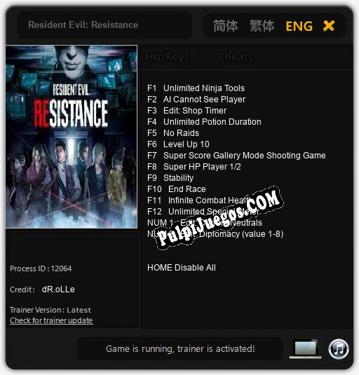 Resident Evil: Resistance: Cheats, Trainer +14 [dR.oLLe]