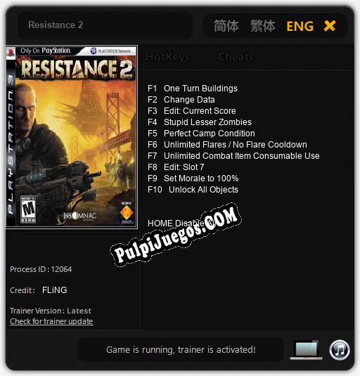 Resistance 2: Treinador (V1.0.73)