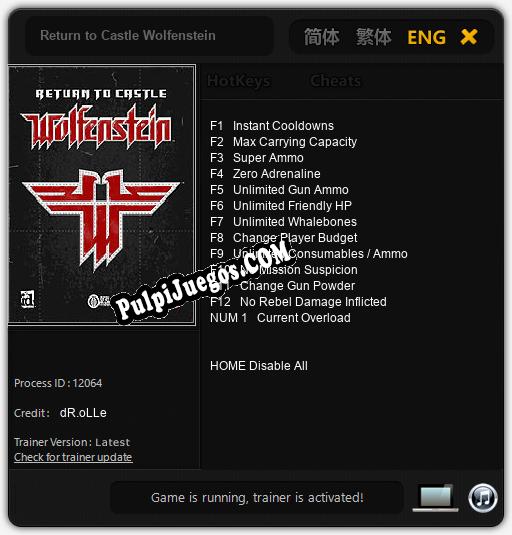 Return to Castle Wolfenstein: Treinador (V1.0.18)