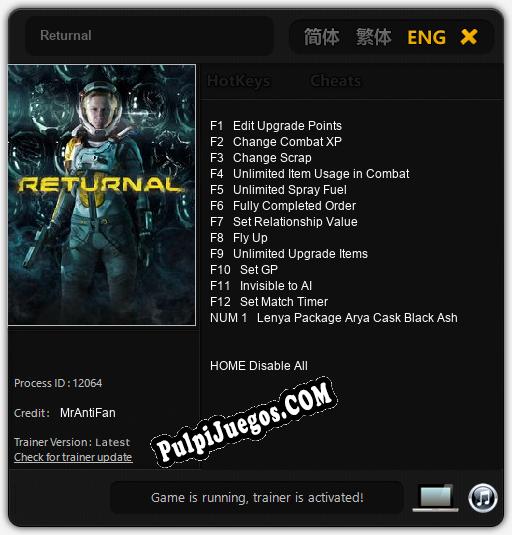 Returnal: Treinador (V1.0.8)