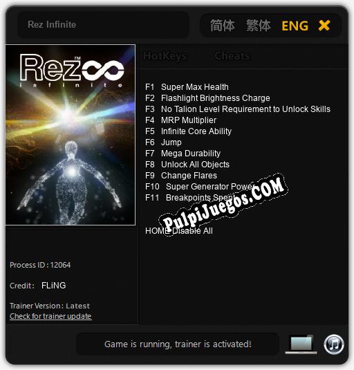 Rez Infinite: Cheats, Trainer +11 [FLiNG]