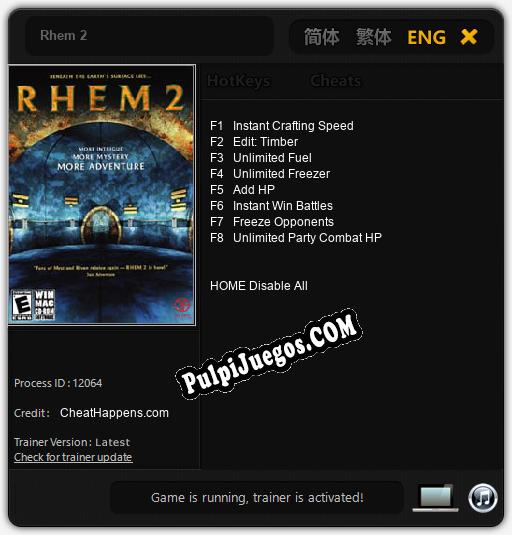 Rhem 2: Trainer +8 [v1.9]