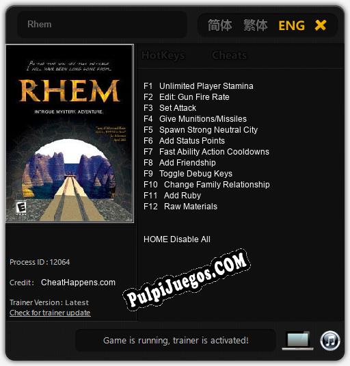 Rhem: Cheats, Trainer +12 [CheatHappens.com]