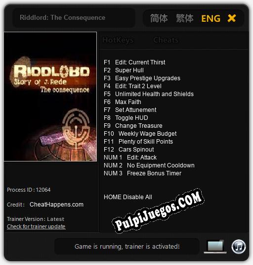 Entrenador liberado a Riddlord: The Consequence [v1.0.6]