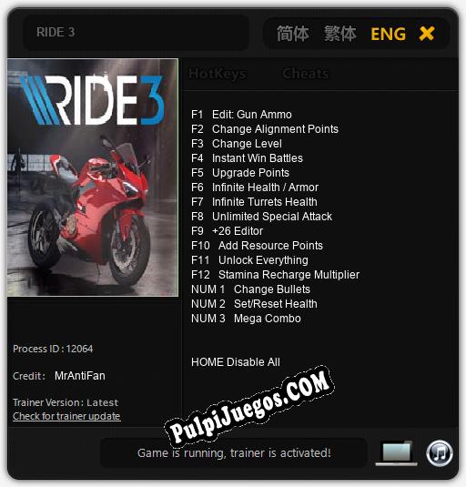 RIDE 3: Cheats, Trainer +15 [MrAntiFan]