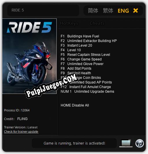 RIDE 5: Cheats, Trainer +13 [FLiNG]