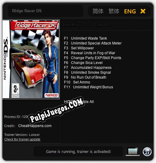 Ridge Racer DS: Cheats, Trainer +11 [CheatHappens.com]