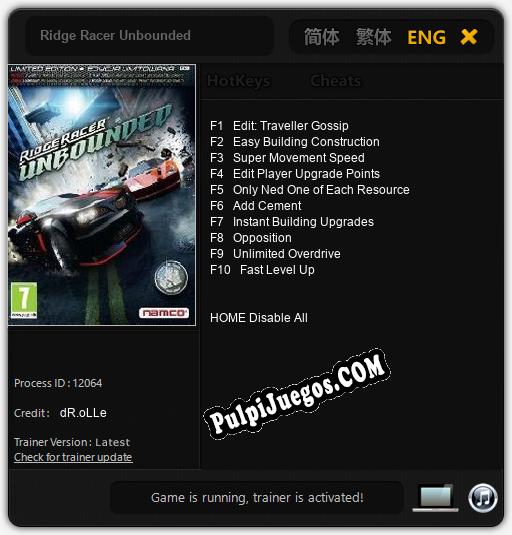 Entrenador liberado a Ridge Racer Unbounded [v1.0.7]