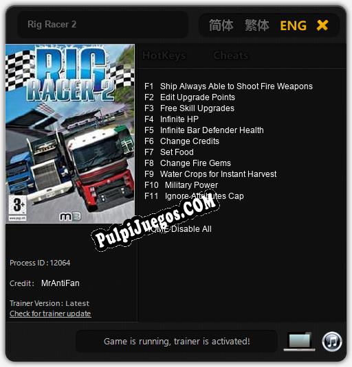 Rig Racer 2: Trainer +11 [v1.3]