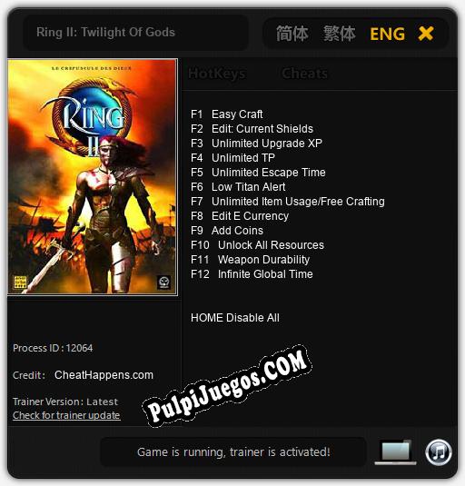 Entrenador liberado a Ring II: Twilight Of Gods [v1.0.5]