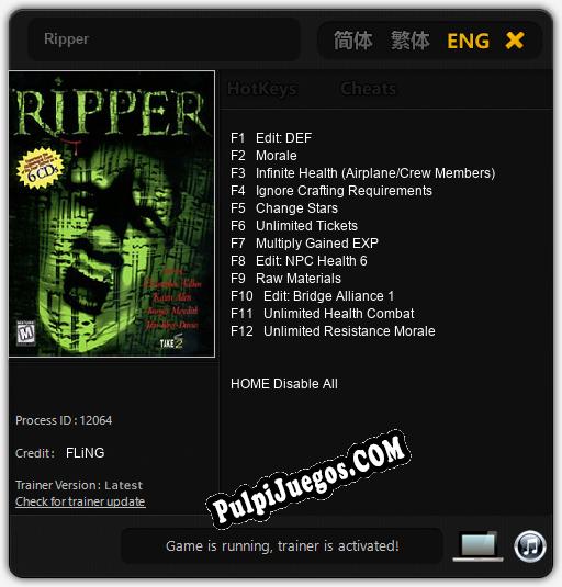 Ripper: Trainer +12 [v1.1]