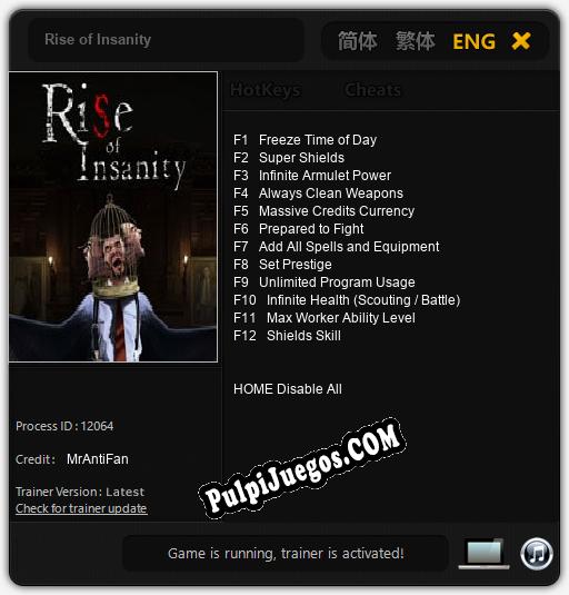 Entrenador liberado a Rise of Insanity [v1.0.1]