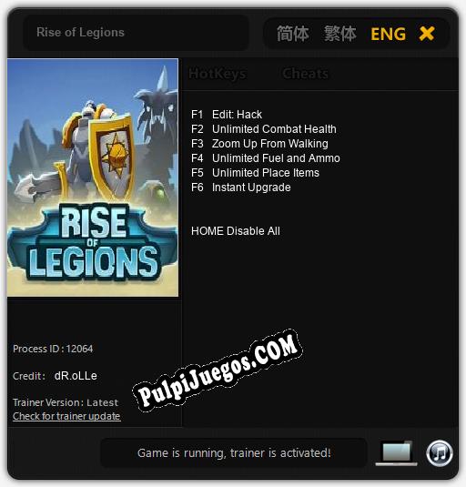 Rise of Legions: Treinador (V1.0.74)