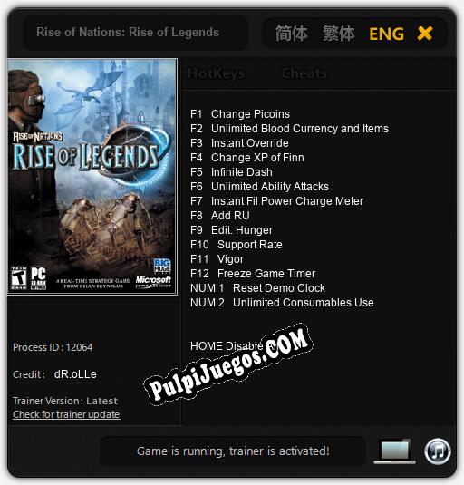 Rise of Nations: Rise of Legends: Treinador (V1.0.96)