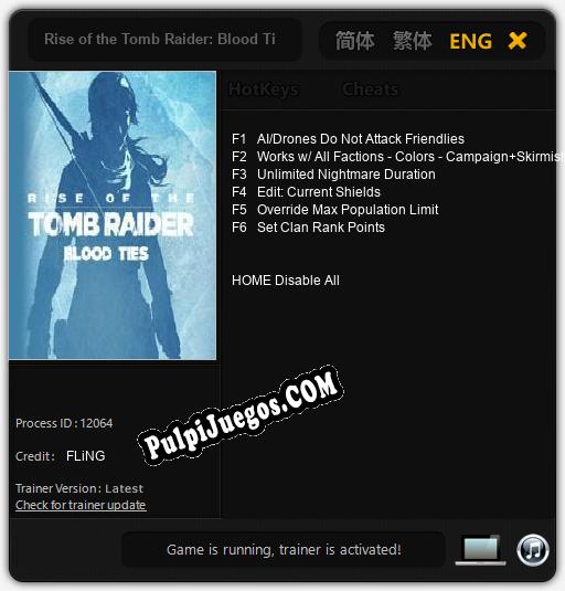 Rise of the Tomb Raider: Blood Ties: Cheats, Trainer +6 [FLiNG]