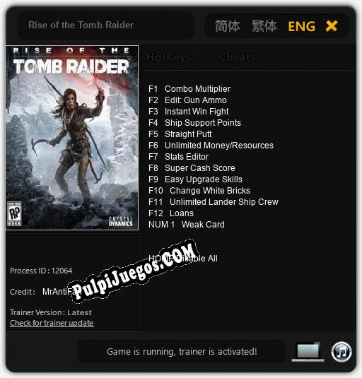 Rise of the Tomb Raider: Cheats, Trainer +13 [MrAntiFan]