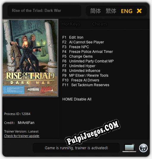 Entrenador liberado a Rise of the Triad: Dark War [v1.0.1]