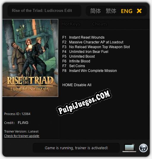 Entrenador liberado a Rise of the Triad: Ludicrous Edition [v1.0.2]