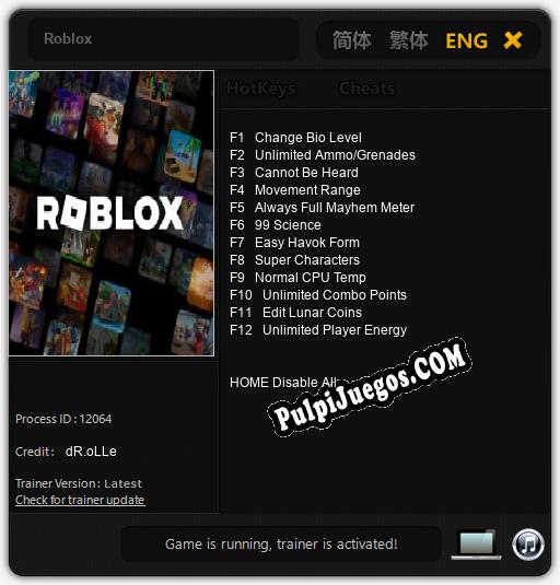 Entrenador liberado a Roblox [v1.0.1]