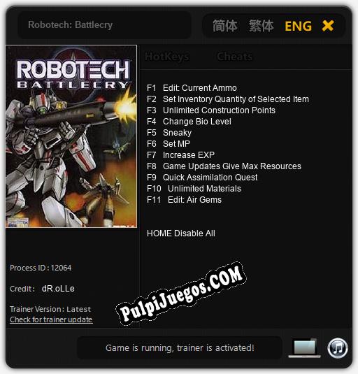 Robotech: Battlecry: Trainer +11 [v1.4]