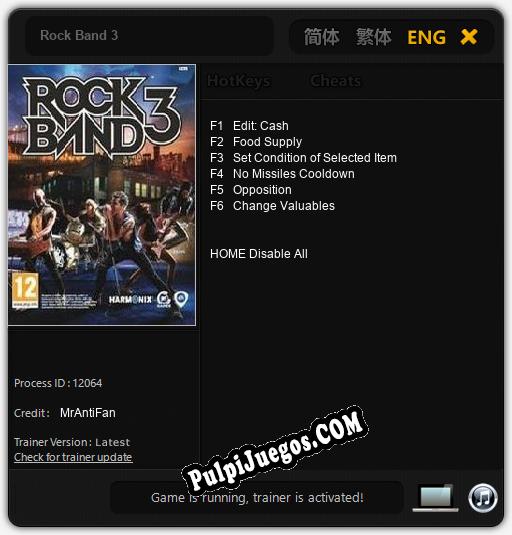 Rock Band 3: Trainer +6 [v1.9]