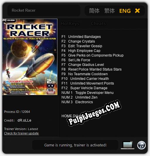 Rocket Racer: Treinador (V1.0.90)