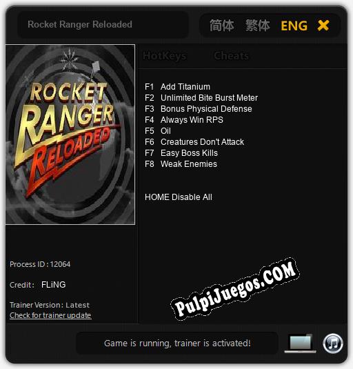 Rocket Ranger Reloaded: Treinador (V1.0.70)