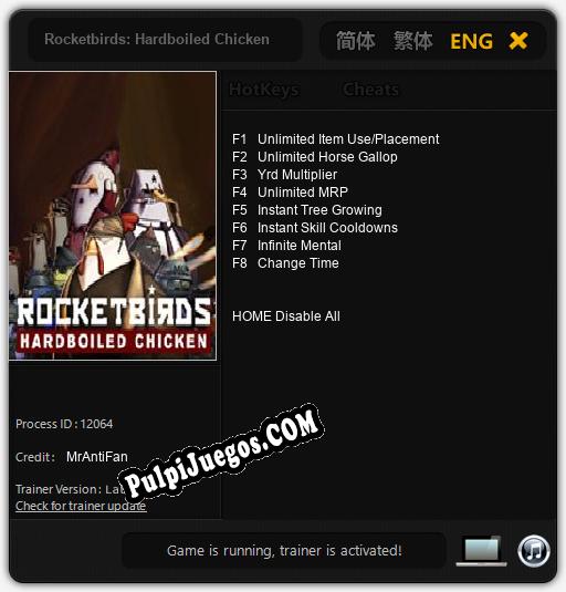 Rocketbirds: Hardboiled Chicken: Treinador (V1.0.64)