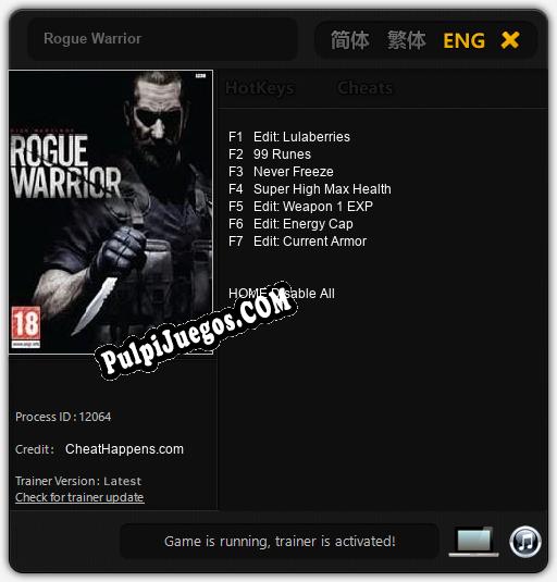 Rogue Warrior: Trainer +7 [v1.9]