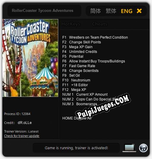 Entrenador liberado a RollerCoaster Tycoon Adventures [v1.0.3]