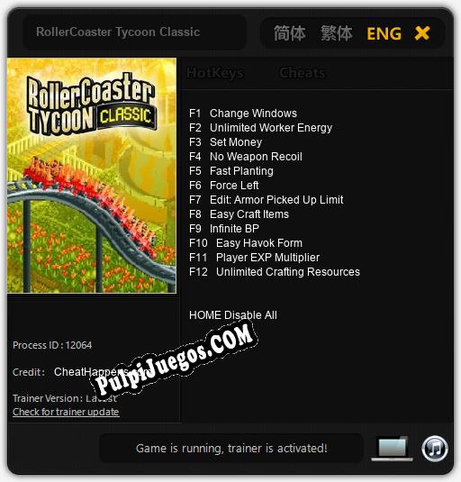 RollerCoaster Tycoon Classic: Trainer +12 [v1.1]