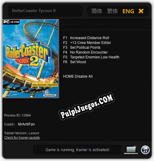 RollerCoaster Tycoon II: Trainer +6 [v1.2]