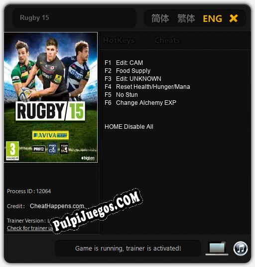 Rugby 15: Cheats, Trainer +6 [CheatHappens.com]