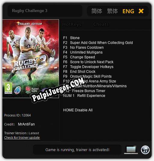 Rugby Challenge 3: Cheats, Trainer +13 [MrAntiFan]