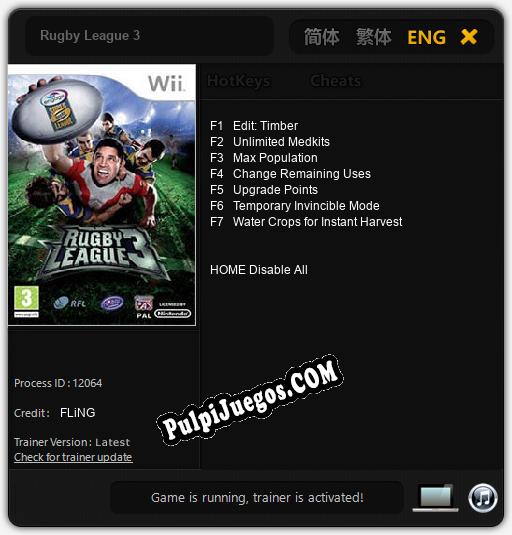 Rugby League 3: Cheats, Trainer +7 [FLiNG]