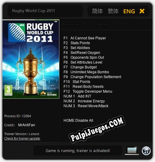 Entrenador liberado a Rugby World Cup 2011 [v1.0.9]