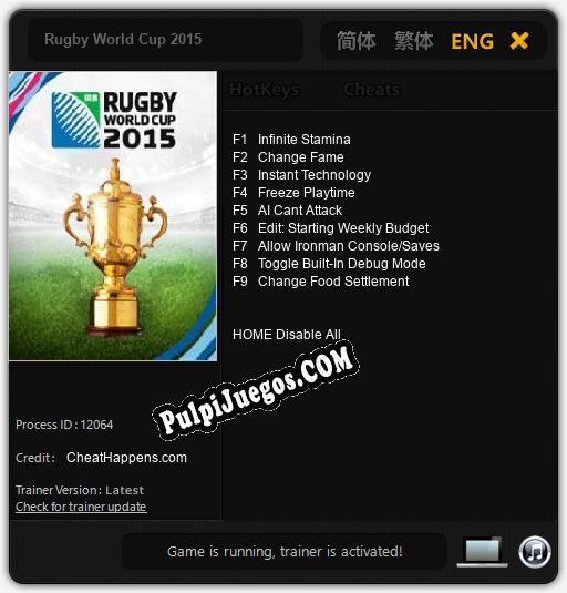 Entrenador liberado a Rugby World Cup 2015 [v1.0.6]