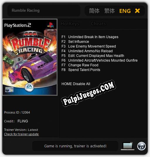 Rumble Racing: Cheats, Trainer +8 [FLiNG]