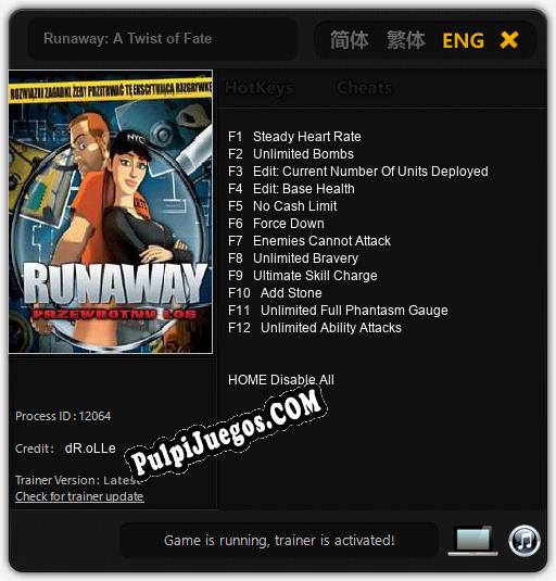 Runaway: A Twist of Fate: Treinador (V1.0.12)