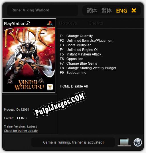 Rune: Viking Warlord: Treinador (V1.0.50)