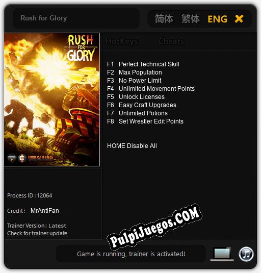 Rush for Glory: Cheats, Trainer +8 [MrAntiFan]