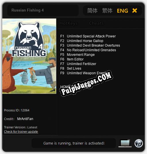 Russian Fishing 4: Trainer +9 [v1.1]